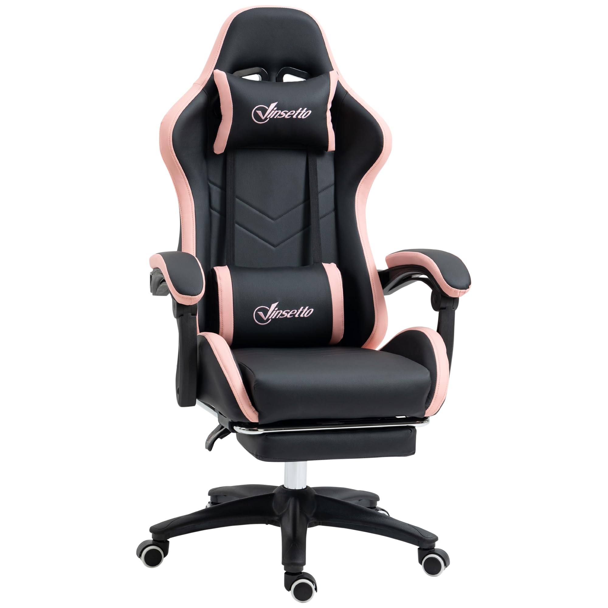 Vinsetto Chaise Gaming Ergonomique Repose-Pieds Télescopique Rose