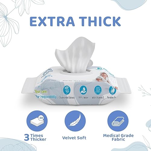 Miniatura 3 de Natural Care Sensitive - Toallitas húmedas para bebés con tapa, tela vegetal 100% biodegradable, sin fragancia, aloe vera y vitamina E,