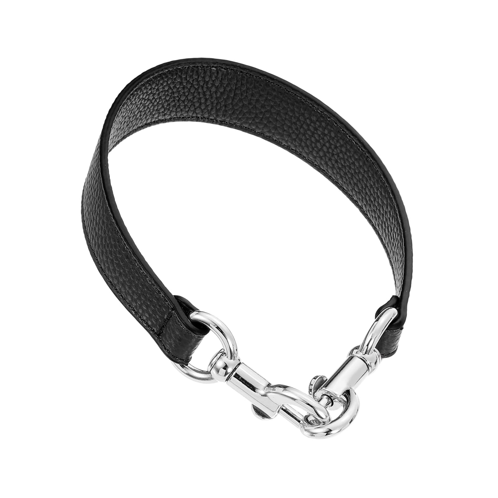 Unifizz PU Leather Short Bag Strap, 14.17 Inch Purse Handle Handbags Replacement Straps with Clasp for Shoulder Bags and Clutch Bags – Black, Silver Buckle