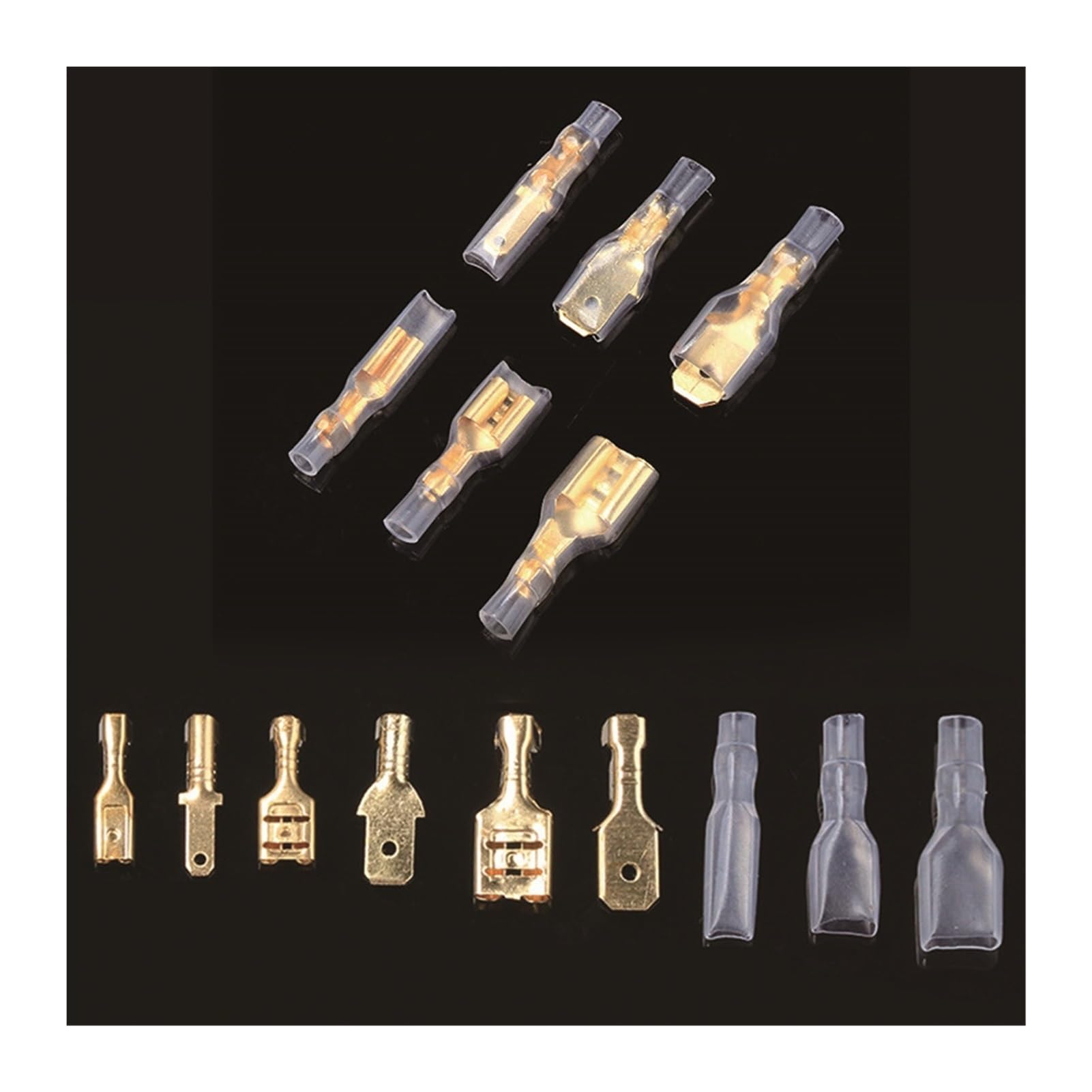 Conectores de aislamiento macho/madre, Kit surtido de conectores crimpado hembra/macho 2,8/4,8/6,3 mm, multicolor, con alicates(900pcs Gold)