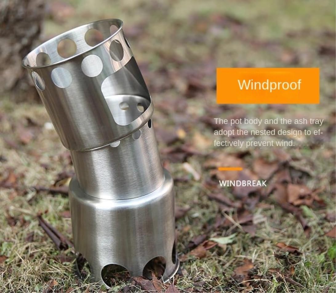 Camping Campfire Utensils, Camping Pot Set Foldable Handle Pans Wood Stove 304 Stainless Steel Cook Kit Cookware Hiking Outdoor Picnic Backpacking Gear