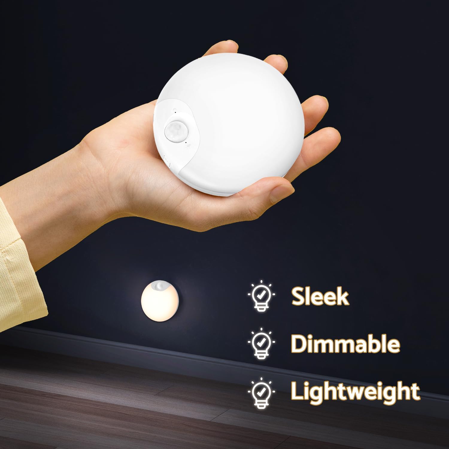 DAZZY DOT Rechargeable Night Light Motion Sensor Stair Lights Indoor Wireless, Battery Operated, Magnetic, Dimmable, for Stairway, Hall, Bathroom, 4-Pack