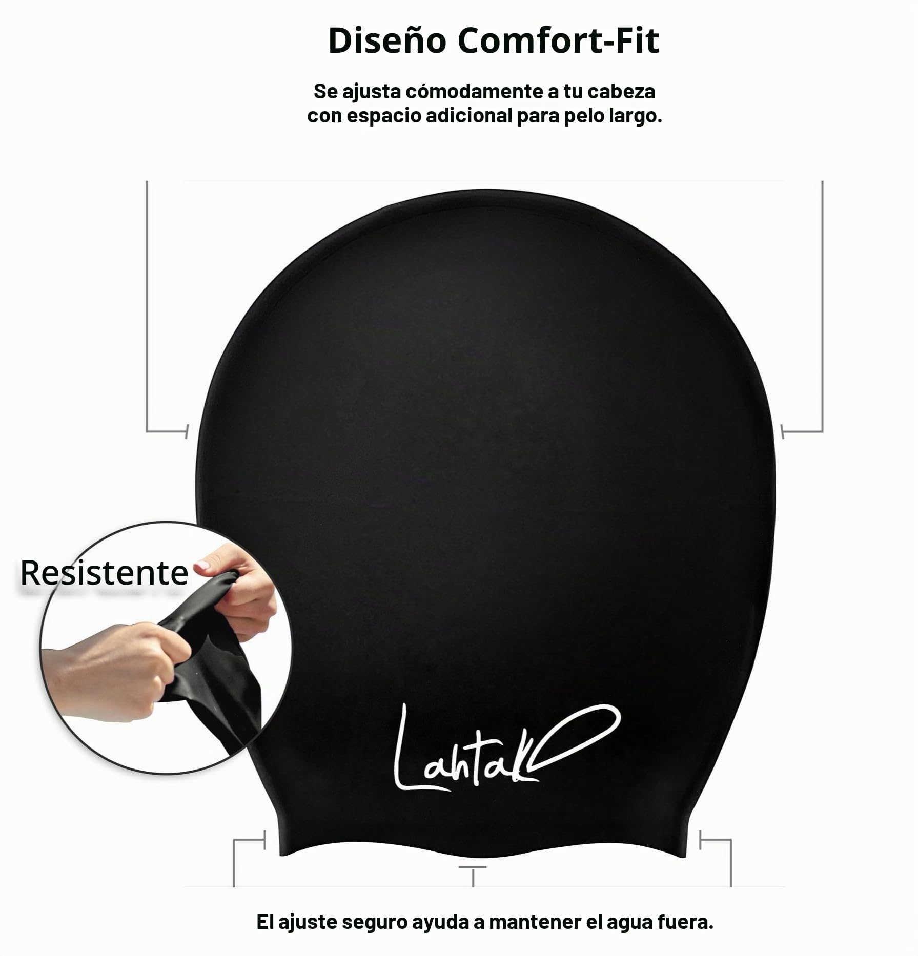 Lahtak Gorro Piscina - Gorro Natación Mujer y Hombre - Gorro Natación Pelo Largo y Dreadlocks - Gorro de Baño Silicona Extra Grande XL y L - Gorros de Piscina Impermeables Infantil y Adultos