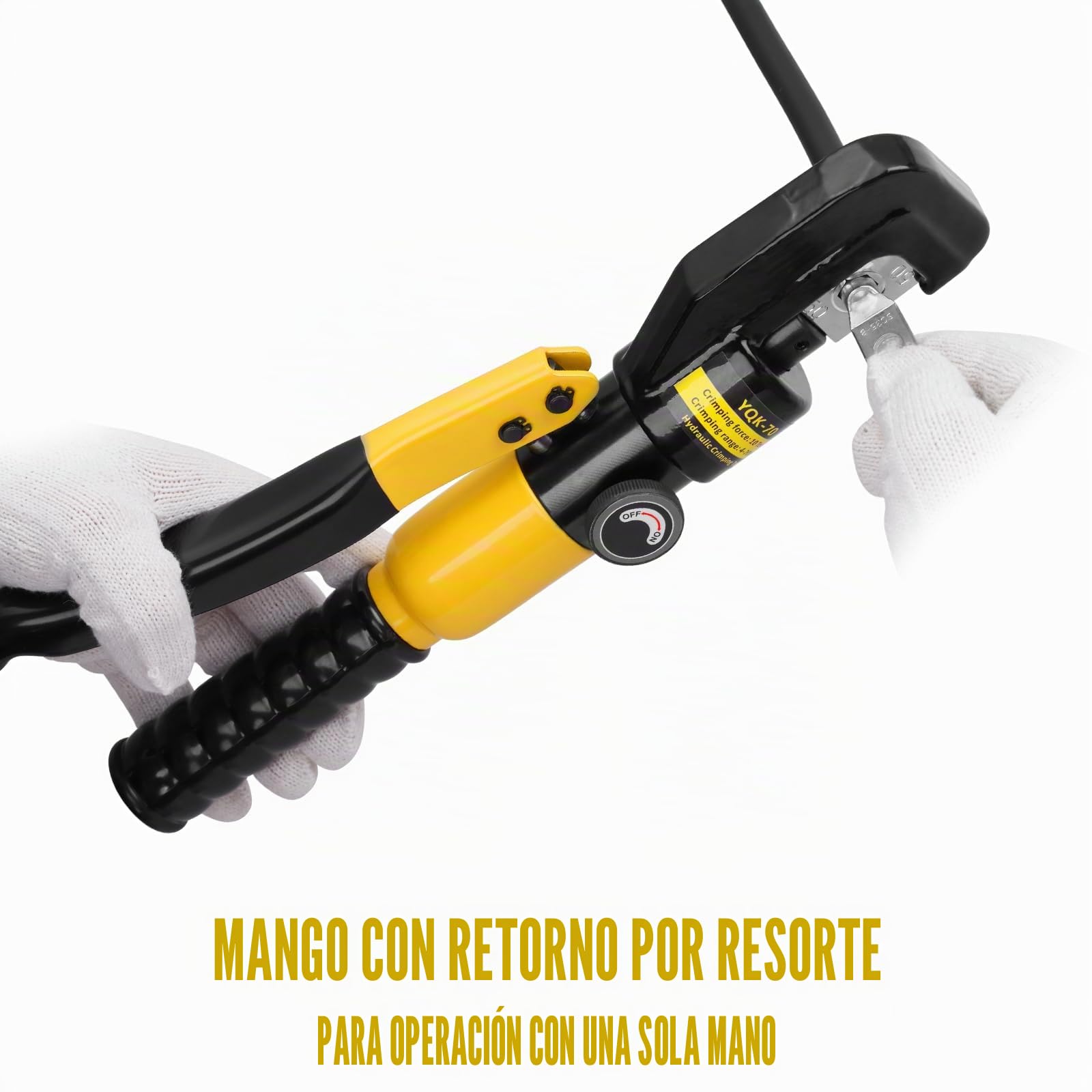 Alicate de corte hidráulico 10T, herramienta de corte hidráulico 4-70 mm² con 9 puntas hexagonales 12mm de carrera, TEENO Alicate de corte eléctrico para terminales de cable de cobre y aluminio