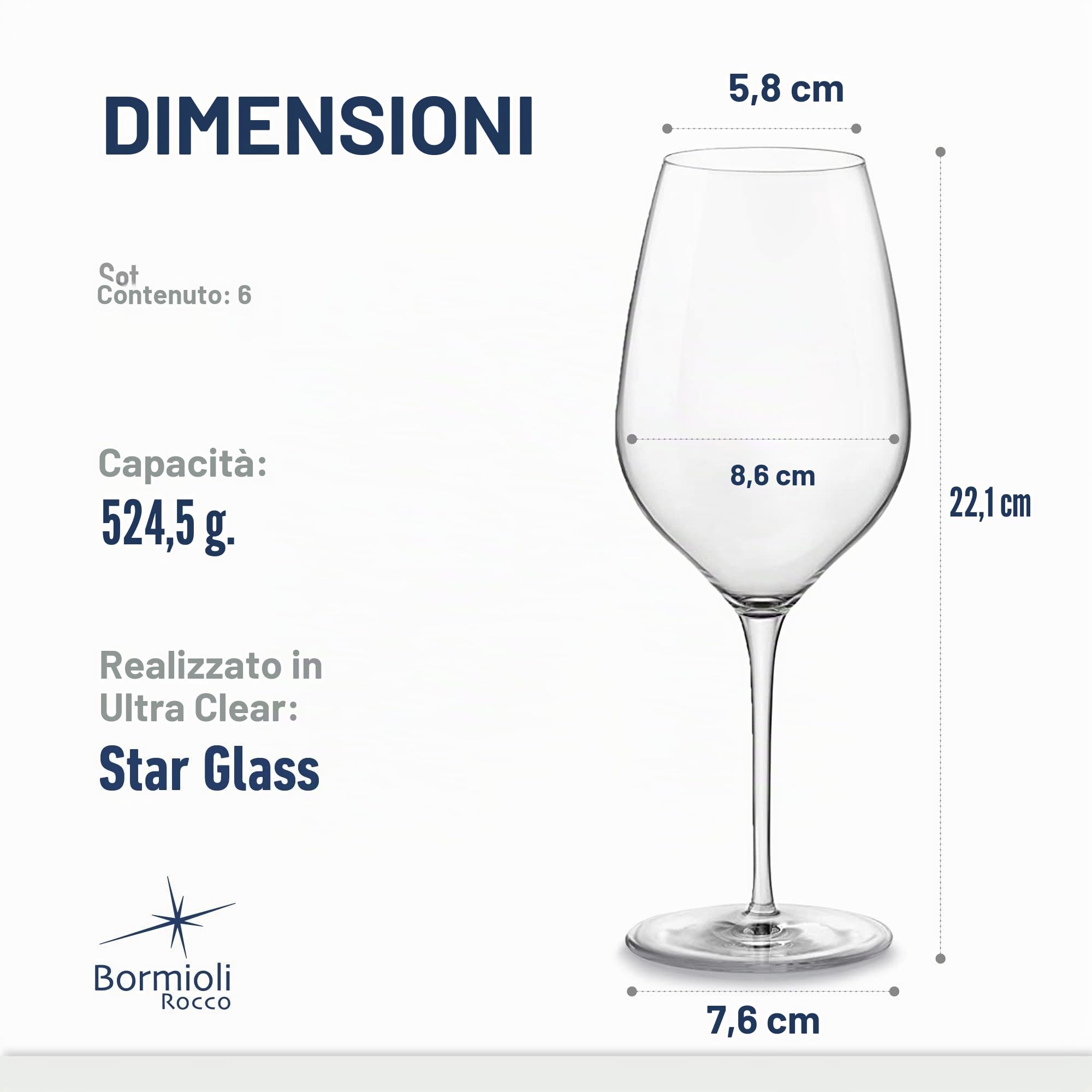 Bormioli Rocco - Conf. 6 Calici Degustazione Ufficiale AIS - TRE SENSI Large 55 cl - collezione INALTO