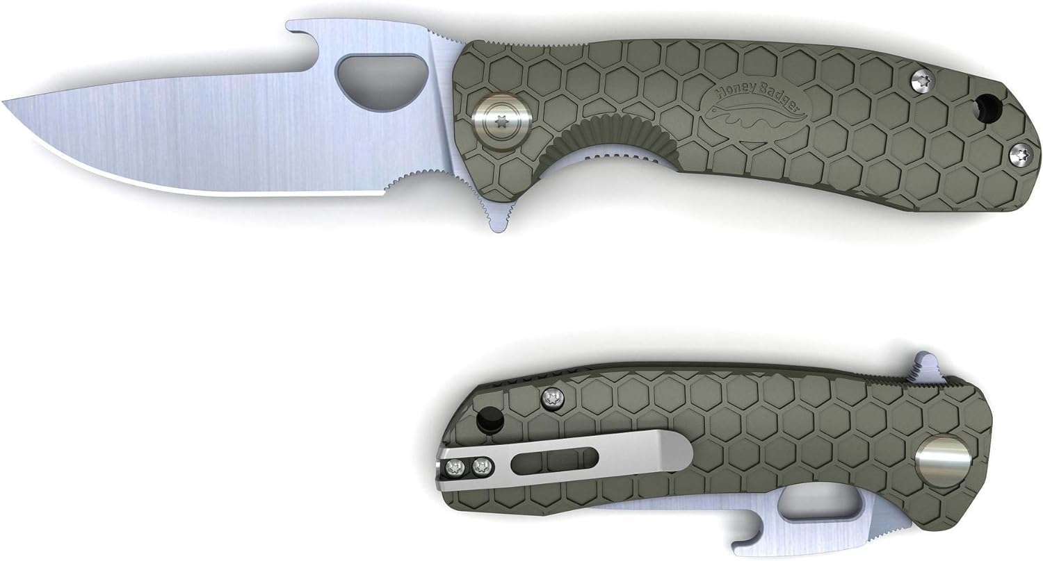 HONEY BADGER Opener Opener Camping Knife - Green, Medium