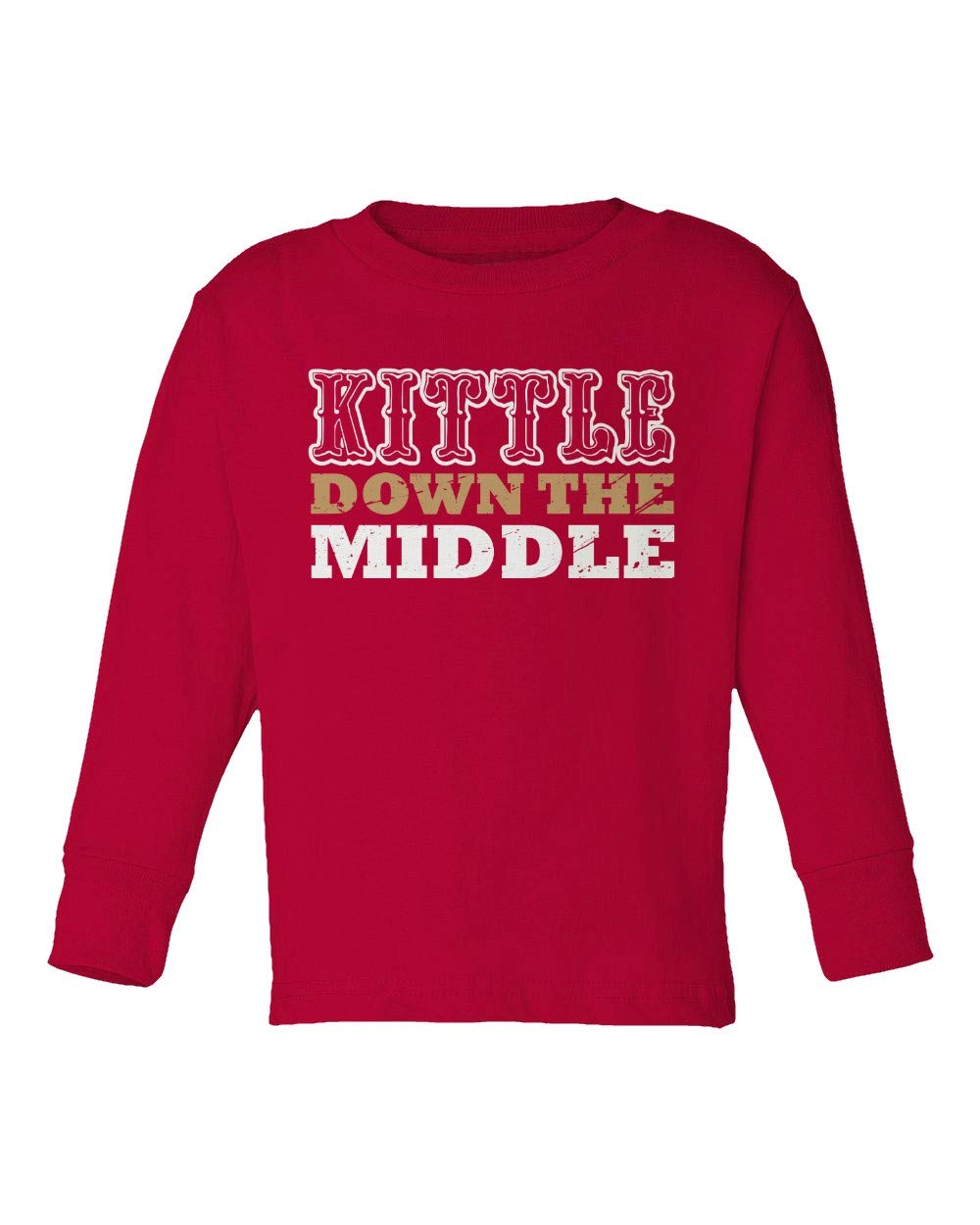 Baku Apparel San Francisco Down The Middle Kittle Little Kids Girls Boys Long Sleeve Toddler T-Shirt (Red, 2T)