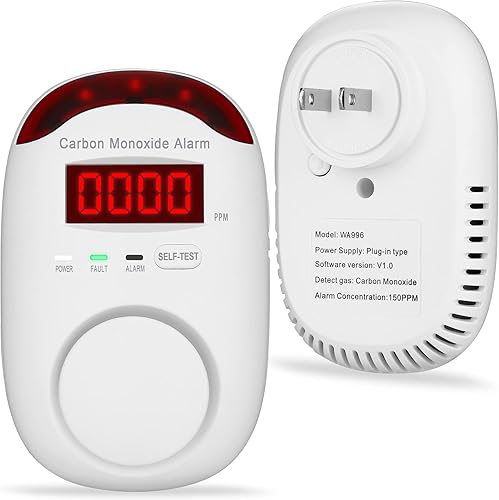 Miniatura 8 de Paquete de 3 detectores combinados de gas y monóxido de carbono, detector de gas natural enchufable y alarma de monóxido de carbono, alarma detector