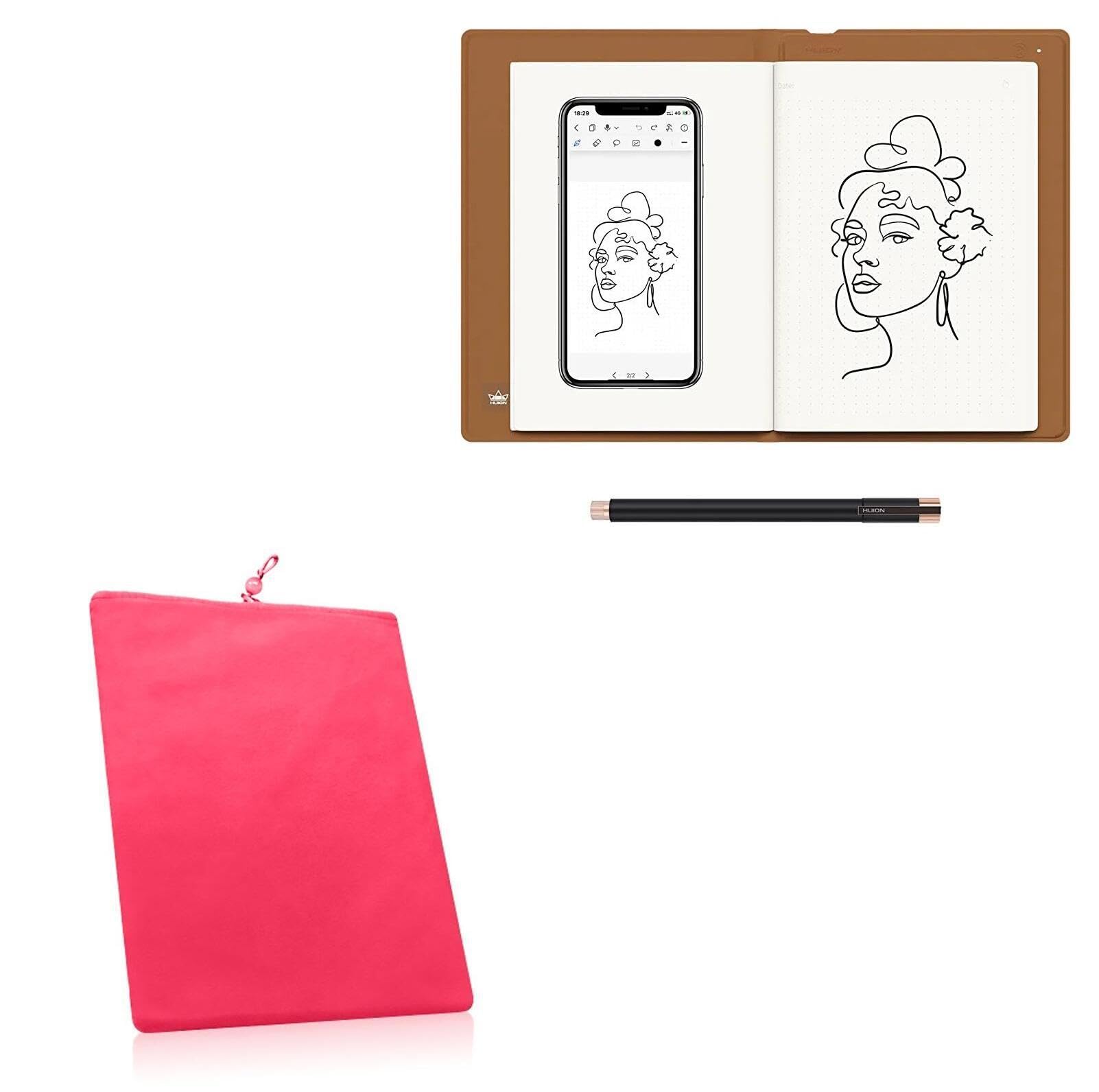 BoxWave Case Compatible with Huion Note - Velvet Pouch, Soft Velour Fabric Bag Sleeve with Drawstring - Cosmo Pink