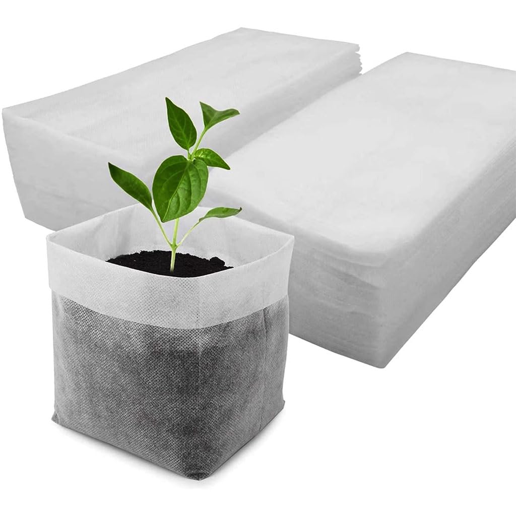 EXKPRQPVO 100pcs Biodegradable Non-Woven Fabric Seedling Pots - Eco-Friendly Grow Bags for Vegetables (8x10cm to 20x20cm)(20x20cm)