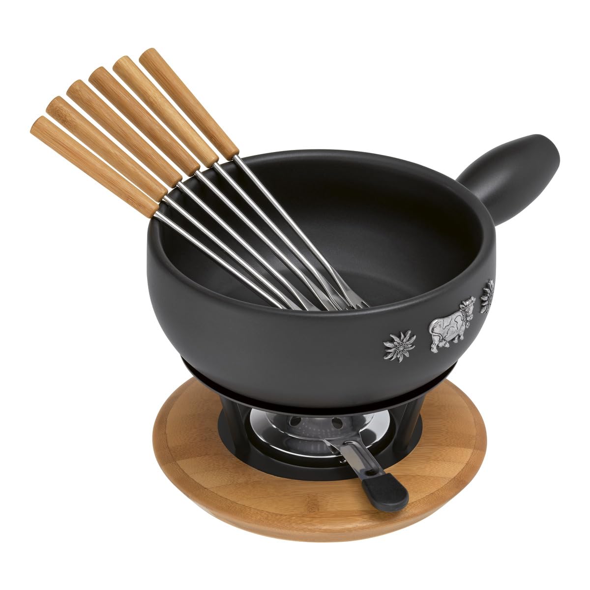 Kuhn Rikon Service à Fondue en Argile Blanche 23 cm pour Induction