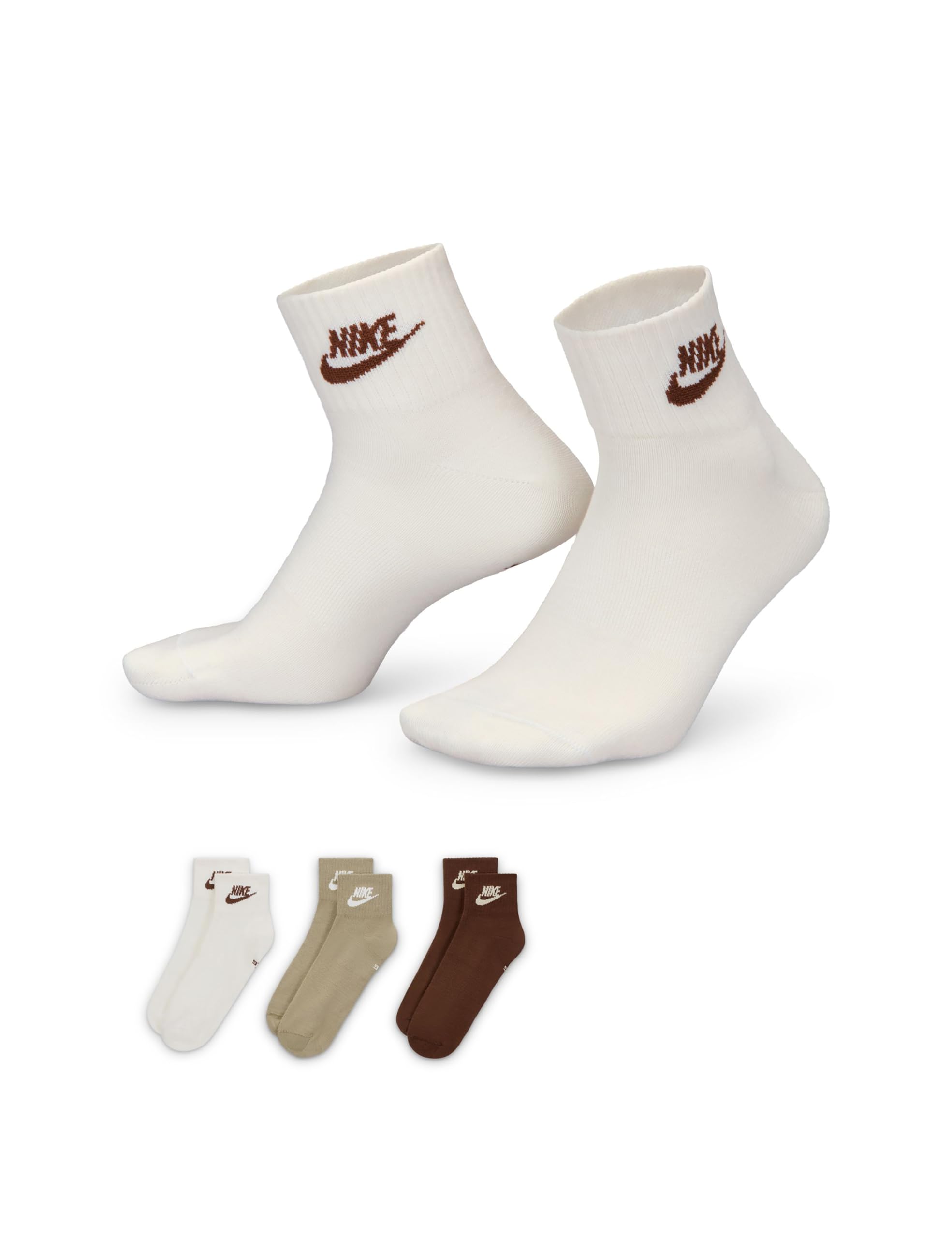 Nike Unisex Adult Sportswear Dri-FIT Everyday Essential Socks - Crew Ankle or No-Show 3-Pack Mens and Womens