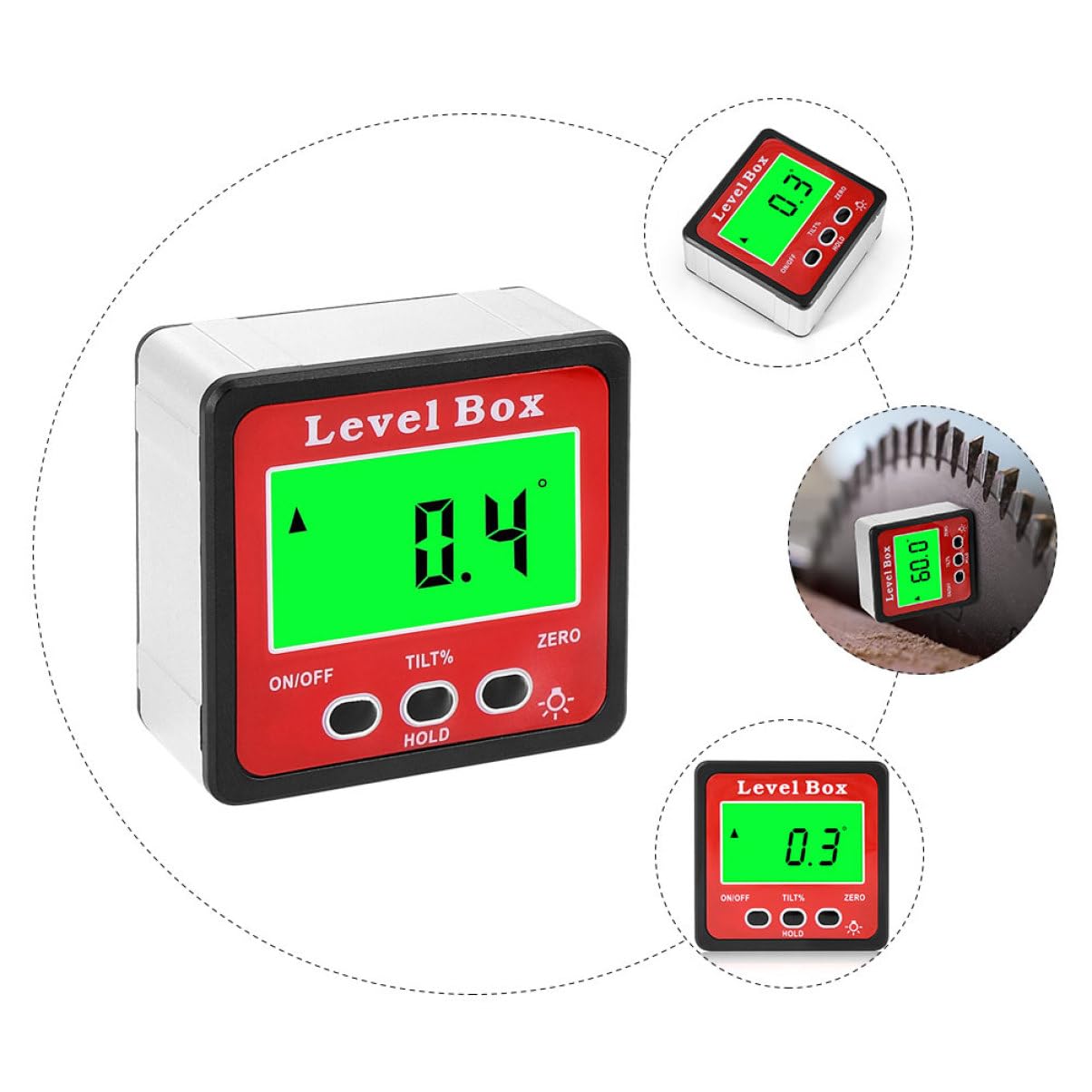 jojofuny 3pièces Niveau à Bulle Numérique Multifonction Inclinomètre Digital Avec Affichage Lcd Rétroéclairé Outil De Mesure Angle Pour Bricolage Et Décoration Intérieure