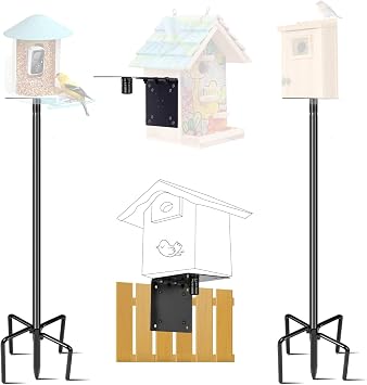 Bird Feeder House for Outdoor, 2 Pack 109 Inch Bird Feeder Pole for Outside Heavy Duty, Adjustable Feeder Stand for Smart Wild Birds Watching