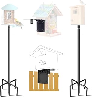Bird Feeder House for Outdoor, 2 Pack 109 Inch Bird Feeder Pole for Outside Heavy Duty, Adjustable Feeder Stand for Smart Wild Birds Watching