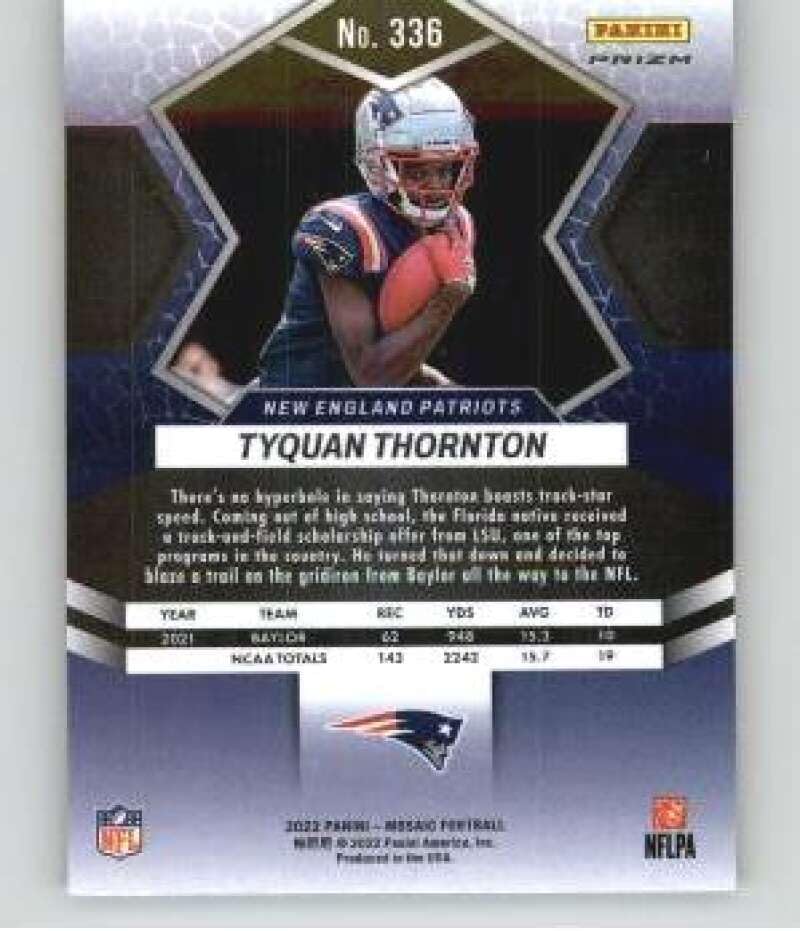 Miniatura 2 de 2022 Panini Mosaic Mosaic Reactive Orange #336 Tyquan Thornton RC Rookie New England Patriots NFL Football Trading Card