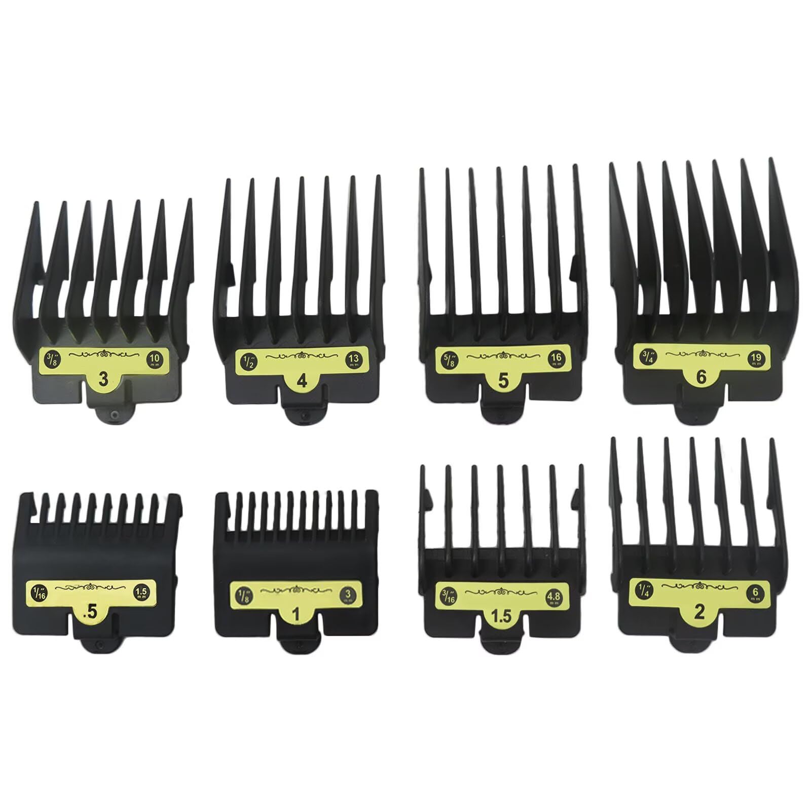 8PACK Premium Clipper Guards Compatible for BBliss Barberology FX825 FX870 FX880 FX673, Trimmer Replacement Guards for BBliss Clippers, Black