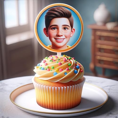 Miniatura 8 de Clarent - Adornos personalizados para cupcakes, divertidos adornos para postres con recorte de cara, decoración para tartas, recorte personalizado