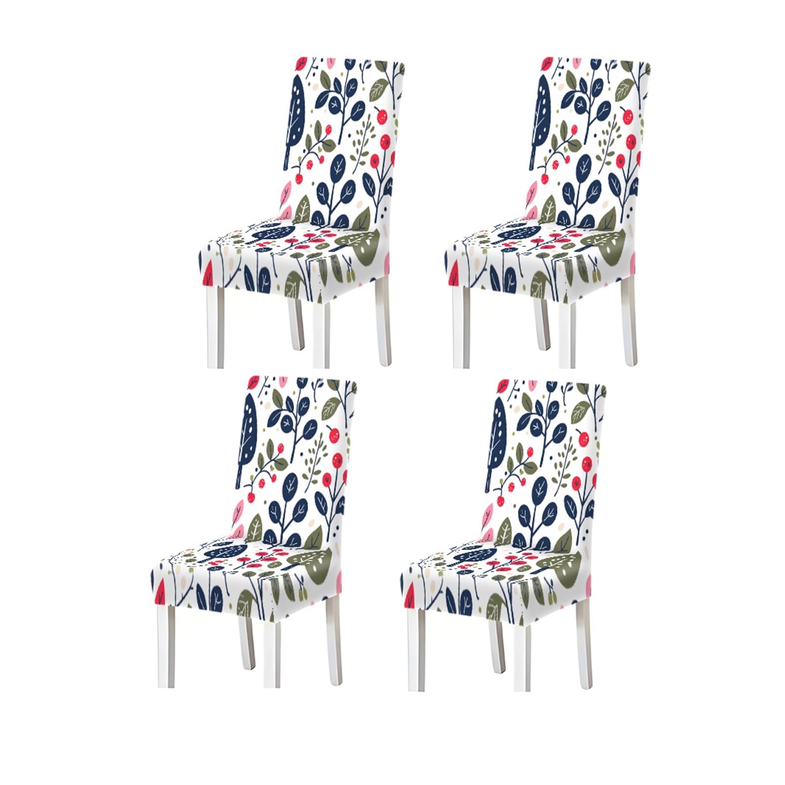 KXUAUV Botanical Leaf Berry Pattern Print Dining Chair Covers Set Of 2/4/6, Stretch Slipcovers For Kitchen Dining Room Seat Protectors for Restaurant Hotel Party(4PCSChair cover)