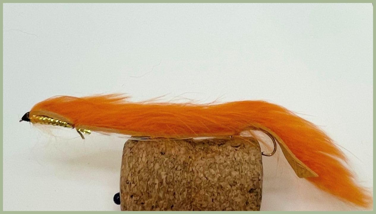 Barbless Orange Snake Zonker trout flies size 10, choose the amount required, (6)