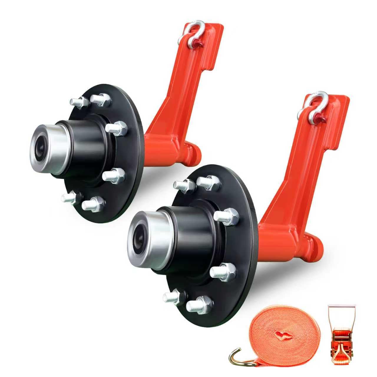 Shipping Container Wheels 8-Lug Wheels Kit (2 Pack), Shipping Container Axles with Heavy Duty Ratchet Tie Down- Moves 20ft - 40ft, Shipping Container Accessories