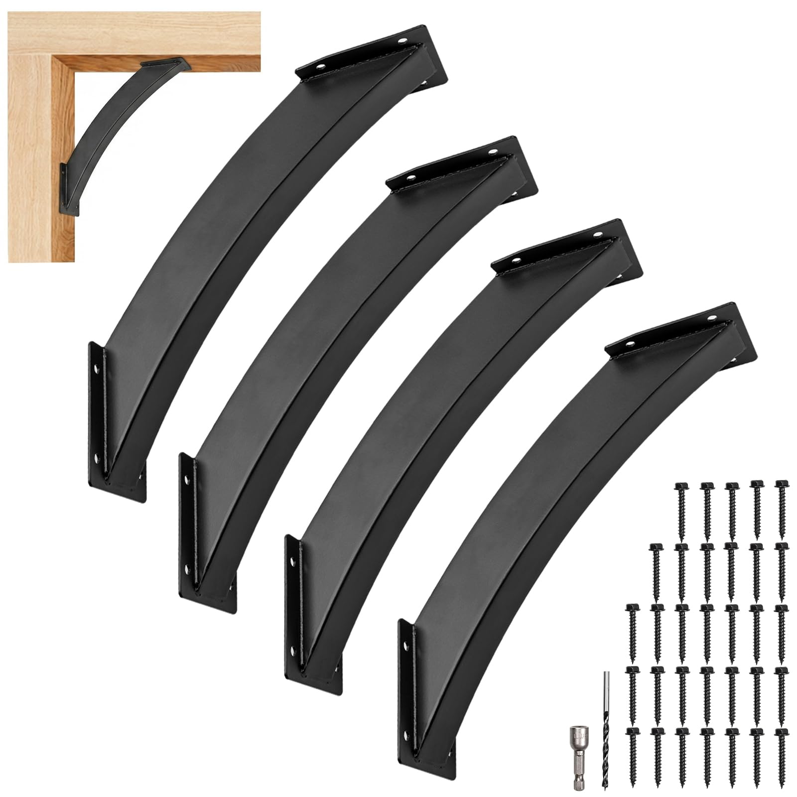 4 Pcs Soportes de Pérgola,Soporte de Conector de Soporte de ángulo | de 45 Grados, Escuadras Metalicas, Escuadras para Madera, Soporte de Esquina para Pérgola y Pabellón