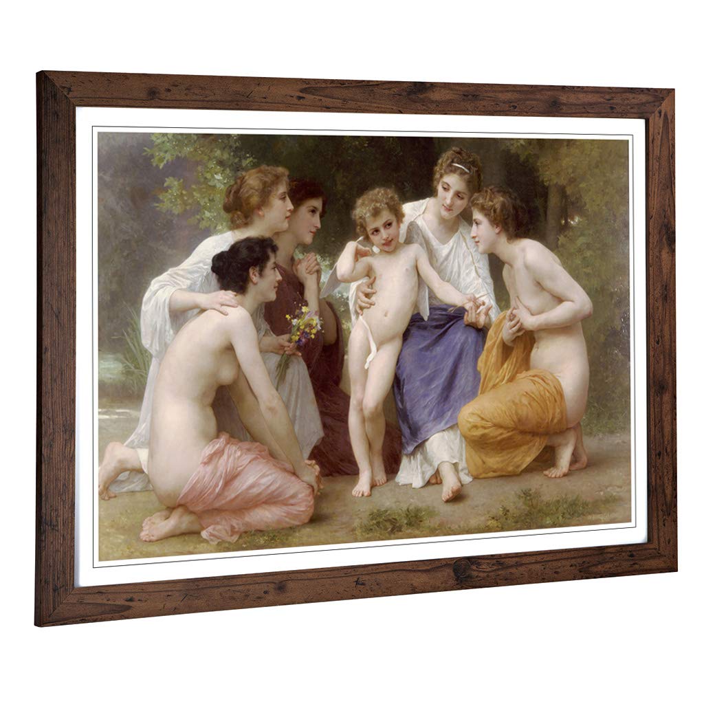 Big Box Art Framed Print of William Adolphe Bouguereau Admiration Design | Wall Art Picture | Home Decor for Kitchen, Living Room, Bedroom, Hallway, Walnut, A2 / 24.5x18 Inch / 62x45cm