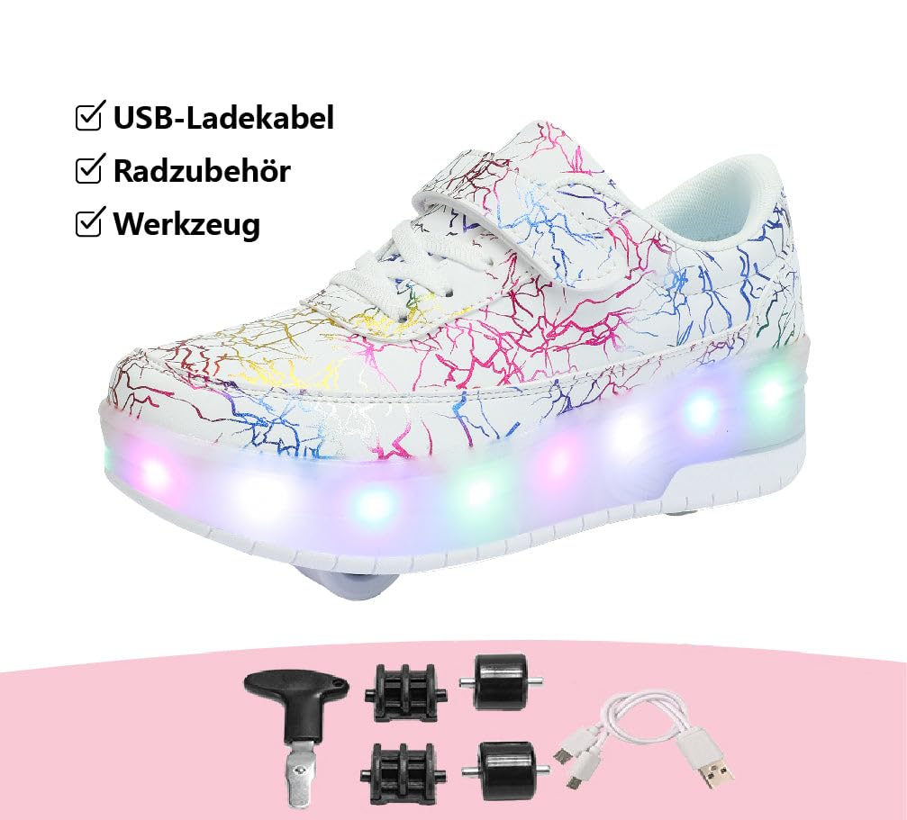 HUSKSWARE Pattini a rotelle, per Ragazzi e Ragazze, con 4 Ruote, Regolabili, con Ruote, Colore Nero, Bianco,Rosa 28-40 EU