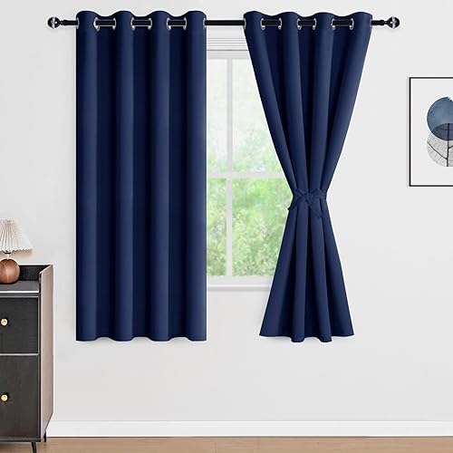 Miniatura 174 de DWCN Cortinas opacas 100% grises de 84 pulgadas de largo para dormitorio con forro negro, doble capa con aislamiento térmico, paneles de cortina