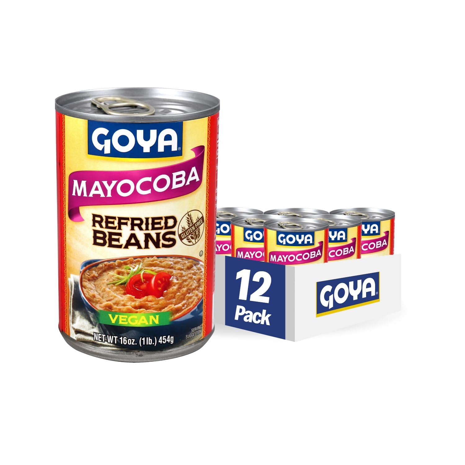 Goya Foods Refried Pinto Beans, Reduced Sodium, 16 Ounce (Pack of 12)