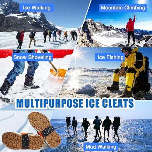 Ice Cleats Mid-Sole Snow Traction Cleats Crampons for Shoes and Boots Rotatable Non Slip Ice Grippers Overshoe with 7 Tungsten Studs for Walking on Snow Ice Men Women Indoor/Outdoor by SILANON - Image 7