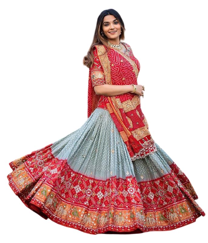 New indian ready to wear navratri Chaniya choli for women flared Lehenga choli with stitched blouse.