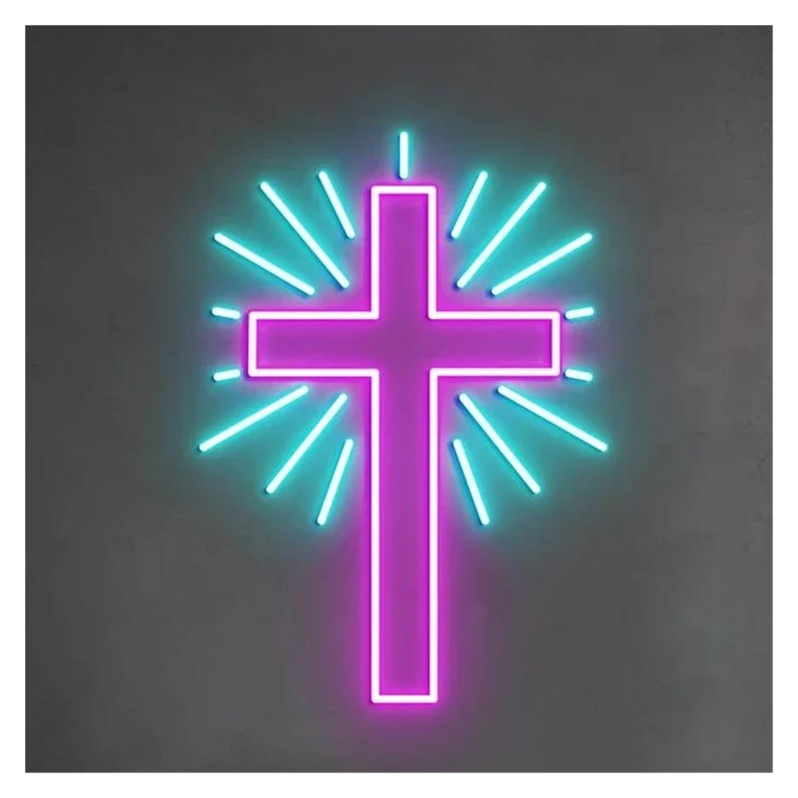 Lemst A Signs Lamp Jesus Cross Neon Sign For Faith Bedroom Wedding Living Room Wall Decoration Dimmable Usb Powered Night Light 38Cmx28cm(A)