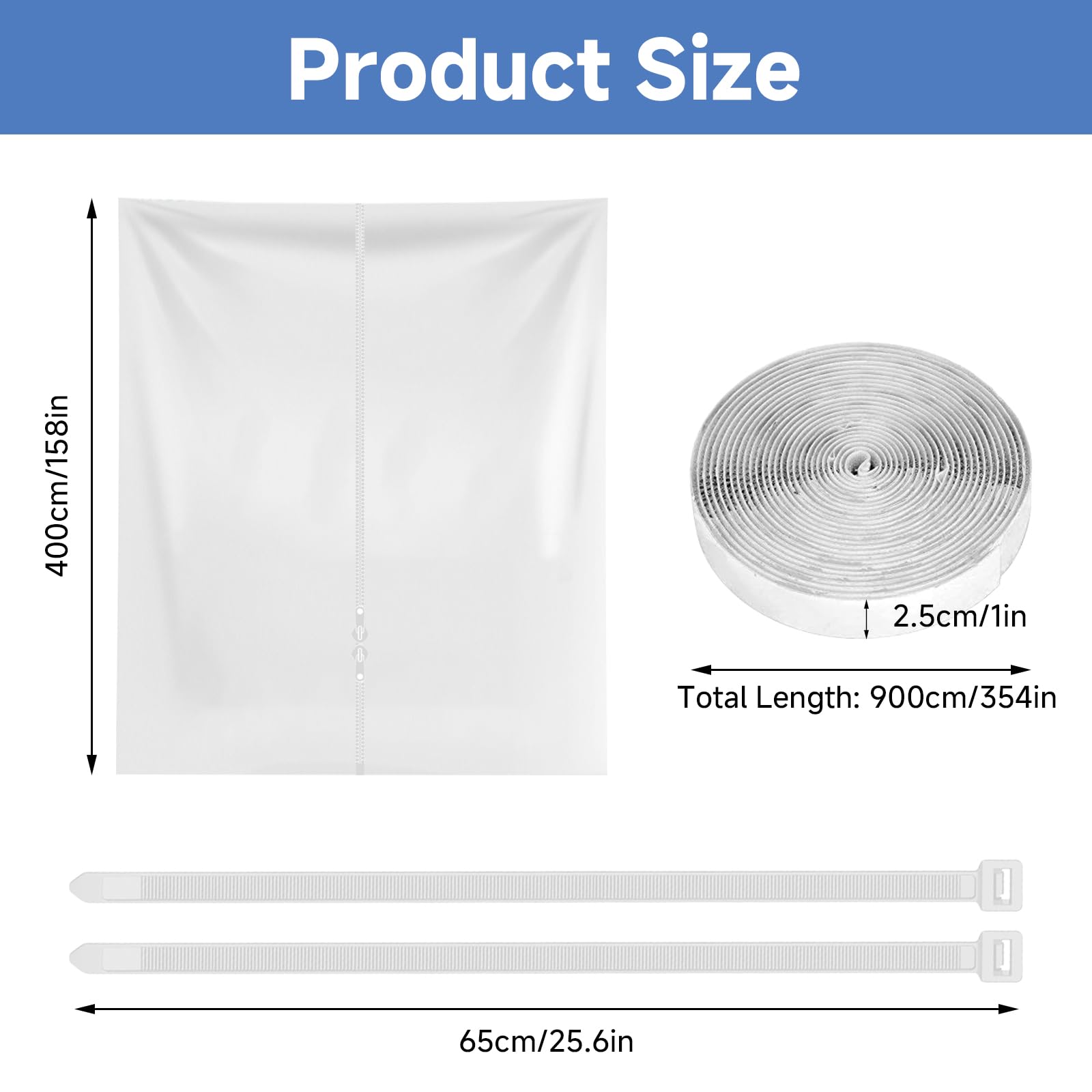 400 CM Guarnizione Finestra Condizionatore Portatile | Anti-Zanzare Efficace, Trattiene Il Freddo | Con Fascette e Nastro Magico InclusiCompatibile con Tutti I Condizionatori Mobili
