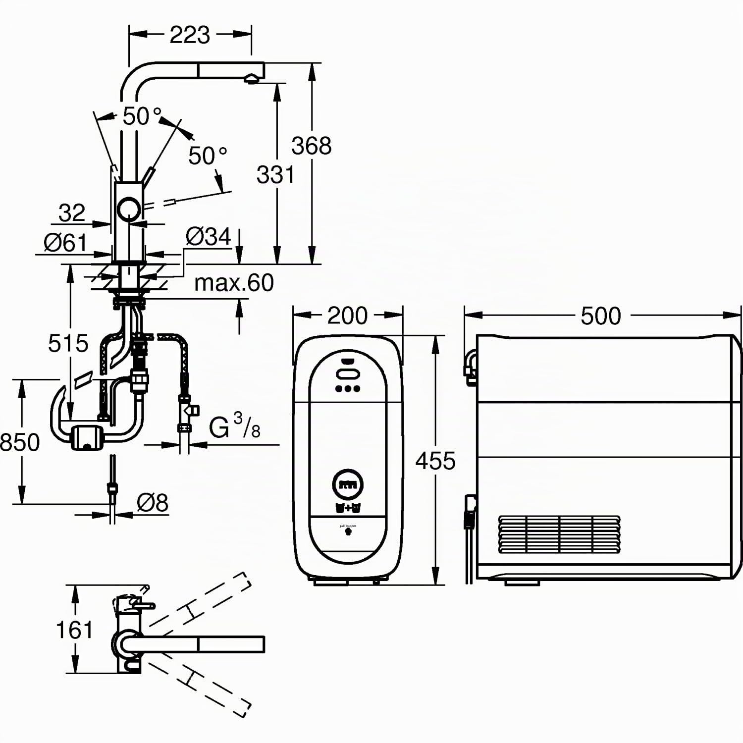 GROHE Blue Home Mitigeur évier avec système de filtration de l'eau bec L 31539000 (Import Allemagne)