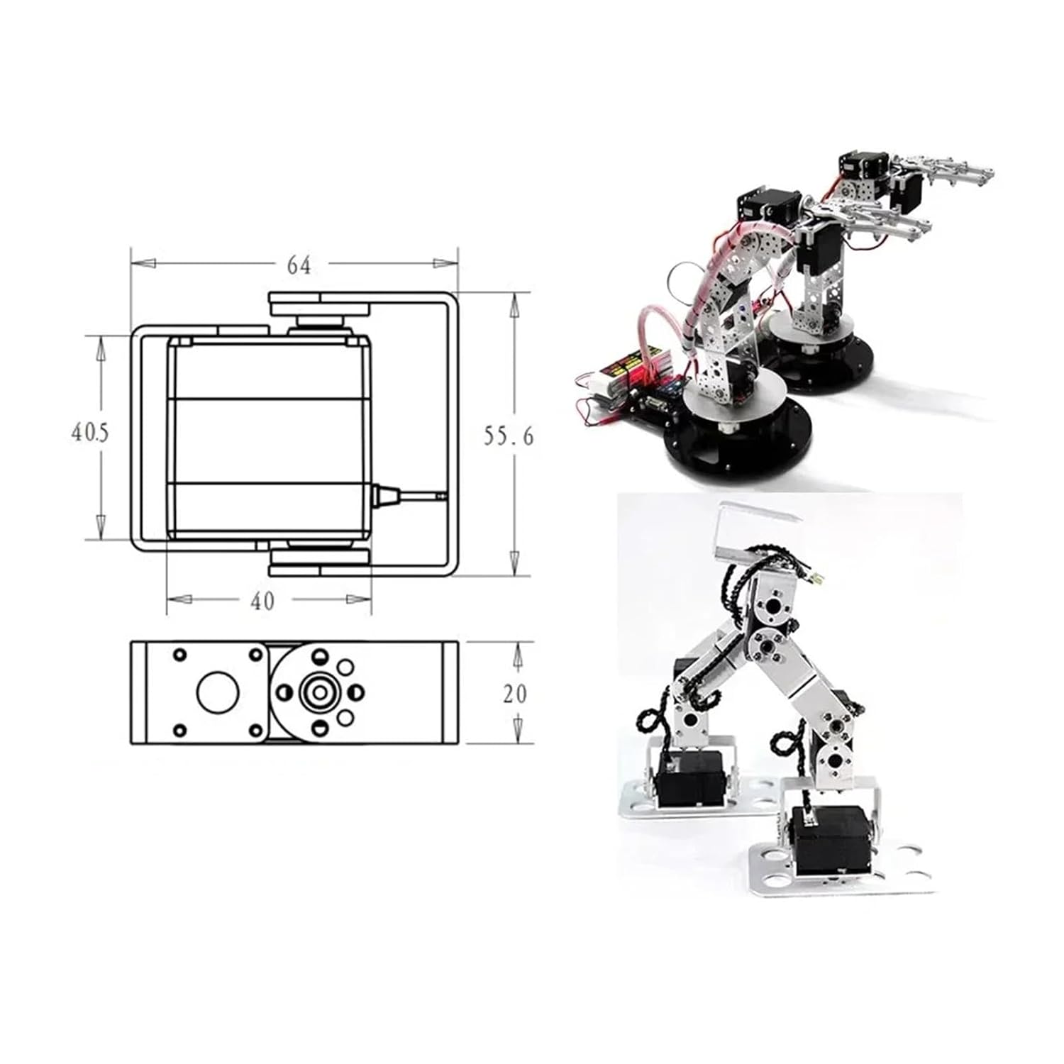 4-Piece 180°/270° 15Kg RDS3115 Robot Digital Servo Dual Axis Servo Metal Gear Steering Motor(4PCS 180 Degree)