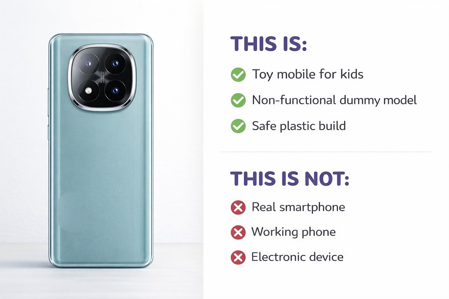 Toy Mobile Phone for Kids – Non-Working Dummy Smartphone Model | 1:1 Realistic Plastic Display | Safe Pretend Play Phone for Toddlers | Redmi Note 14 Pro Design (Fake Model) 2