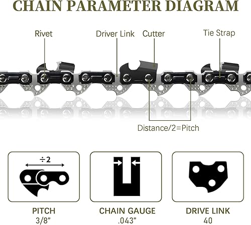 Miniatura 2 de Cadena de sierra de poste Milwaukee de 10 pulgadas, sierra de poste Milwaukee M18, cadena de motosierra de 10 pulgadas R40 para Black & Decker,