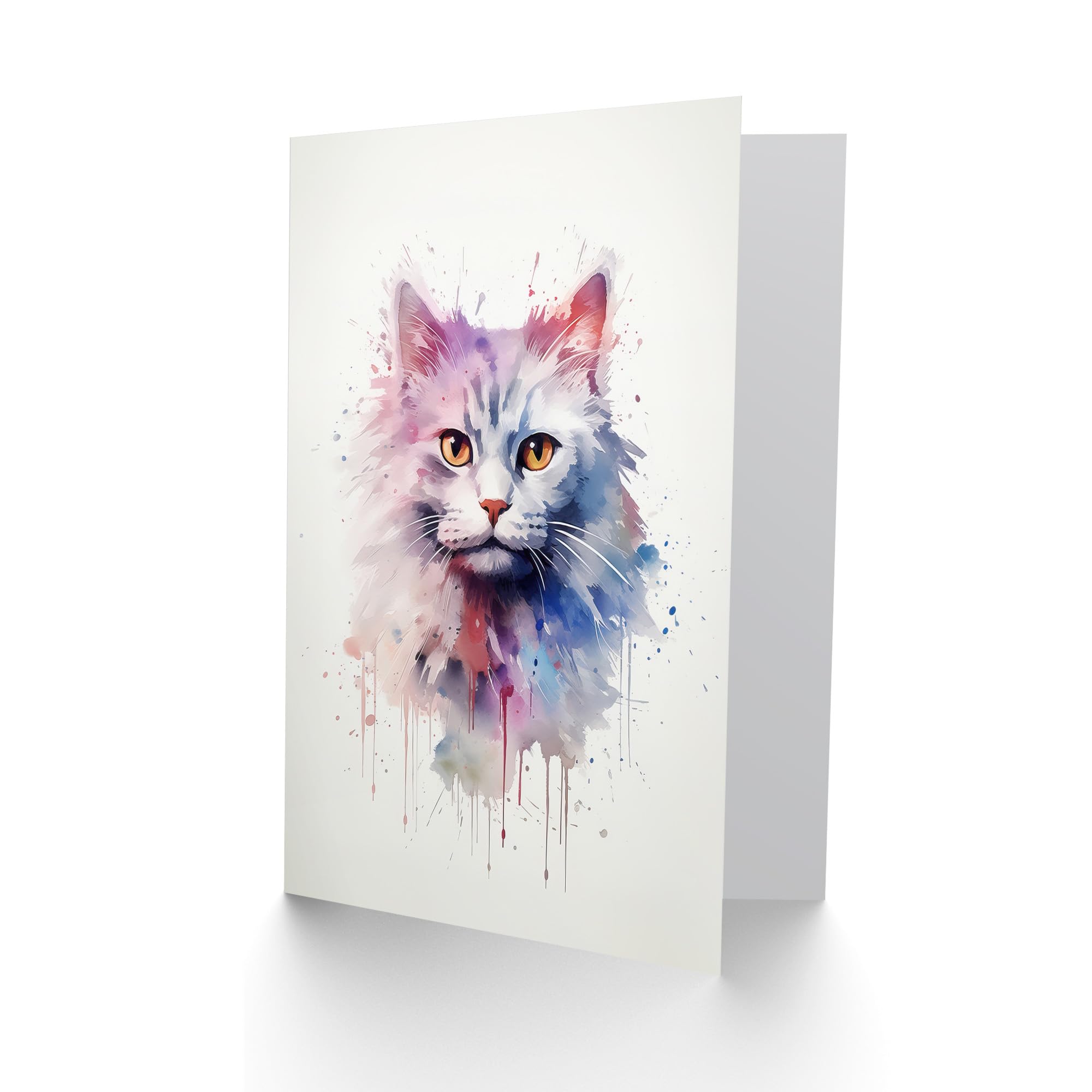 Artery8 Grußkarte Mit Siamkatzen-Portrait – Aquarell Kunst, Blanko Innen, Mit Umschlag