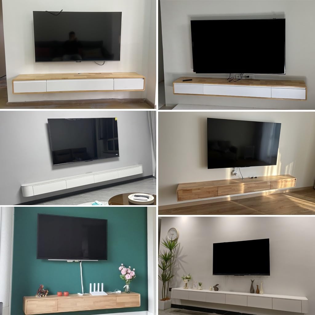 Soporte De Televisión Flotante, Gabinete De Televisión Montado En La Pared, Consola De Medios De Entretenimiento, Estante Flotante con Puerta, para Trasteros (Color : B, S : 180cm)