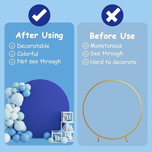 Miniatura 10 de HELAKU Cubierta de fondo redonda de 7.2 x 7.2 pies, telón de fondo circular azul real con 2 clips de fondo, fondo redondo de fotografía para fiesta