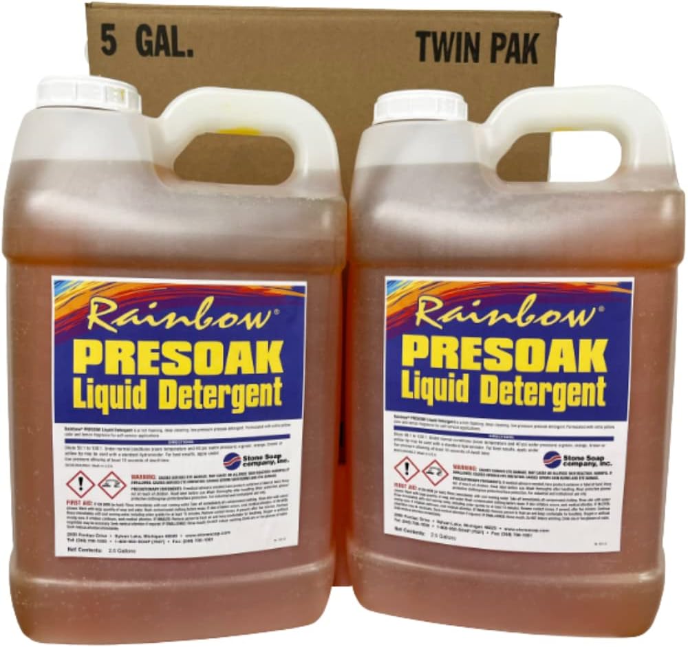 RAINBOW Presoak Liquid Detergent Car Wash Soap for Self Service Car Washes, 2.5 Gallon, Two Pack, Pink Foam with Cherry Scent, Bulk Car Wash Supplies, Sprayer Compatible