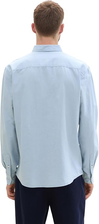 Tom Tailor Men's Regular Fit Shirt with Embroidered Logo on Chest Pocket