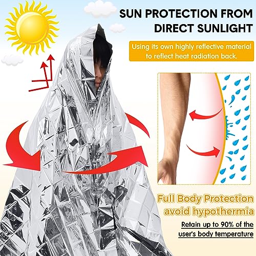 100 Pcs Emergency Blankets for Survival 83 x 55 Emergency Foil Thermal Reflective Space Blanket Bulk Waterproof Individually Wrap Survival for Car Camping Outdoor Homeless - Image 4