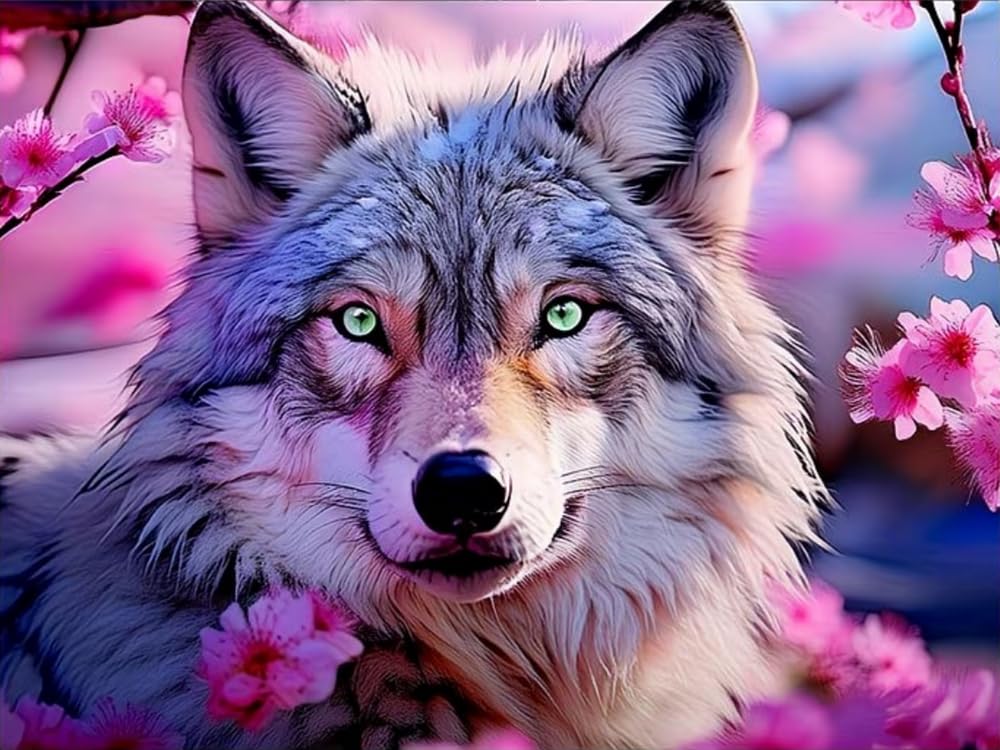WELIWE Cross-Stitch Kits for Adults Beginners 11CT Stamped Embroidery Kits Wolf DIY Pre-Printed Canvas Art Home Decoration 40x50 cm