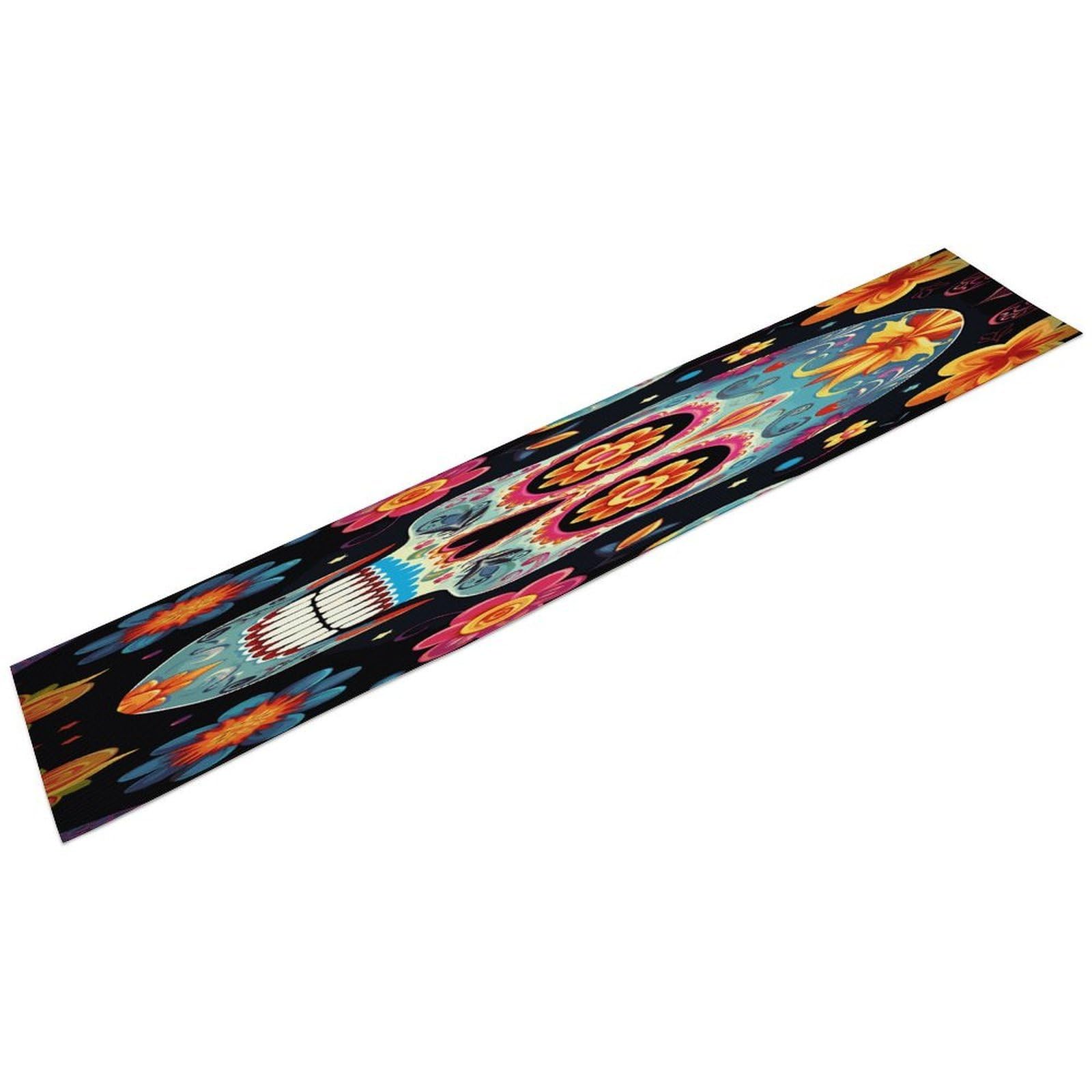 Sugar Skulls Table Runner Long Linen Table Runner Farmhouse Rustic Dresser Runner Seasonal Holiday Kitchen Dining Table Decoration for Dresser Scarf Home Decor 13 X 72 Inch
