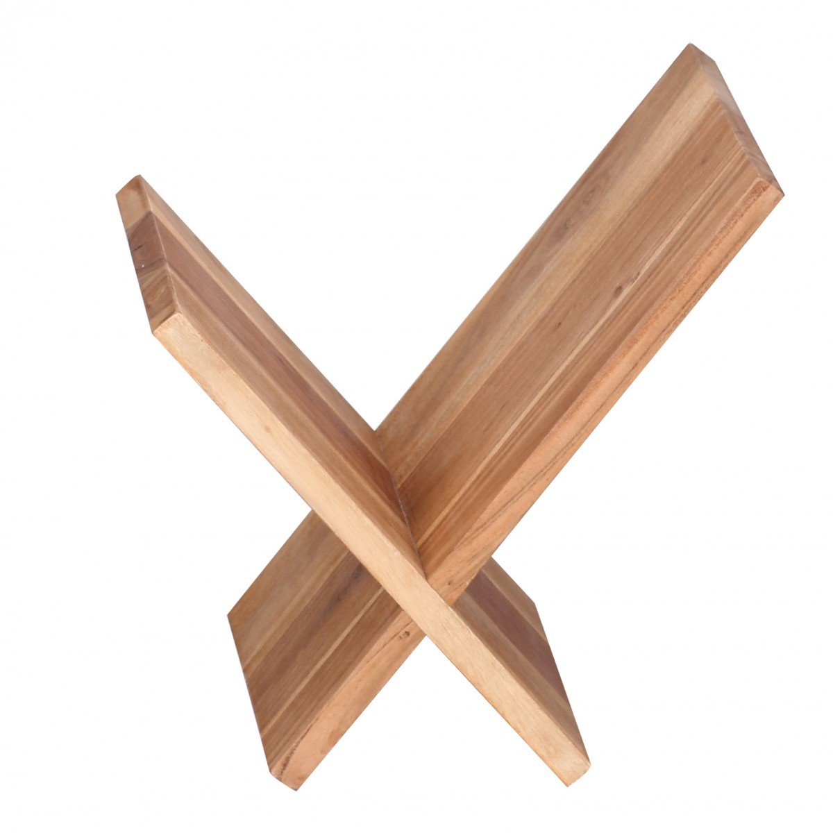 WOHNLING Zeitungsständer Feuillus Acacia X-Form 31 cm Magazines Design de Stands Brochure Style campagnard Holder