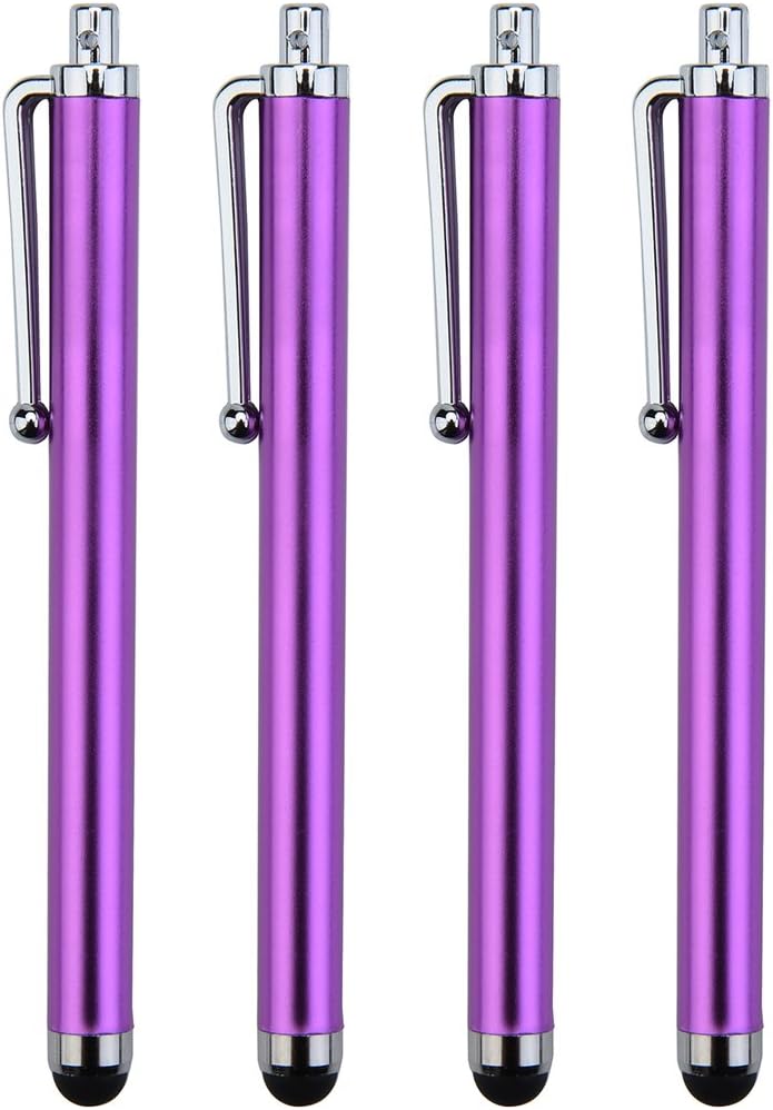 Pack of 4 PURPLE Capacitive/Resistive Touchscreen Stylus Pen Compatible with Ipad/2/3/4/ Ipad Mini Samsung Note 10.1 Galaxy Tab Google Nexus 7 Kindle Fire HD Sony Xperia Tablet S Asus Transformer Pad Infinity Motorola Xoom BlackBerry Playbook HP Slate 2