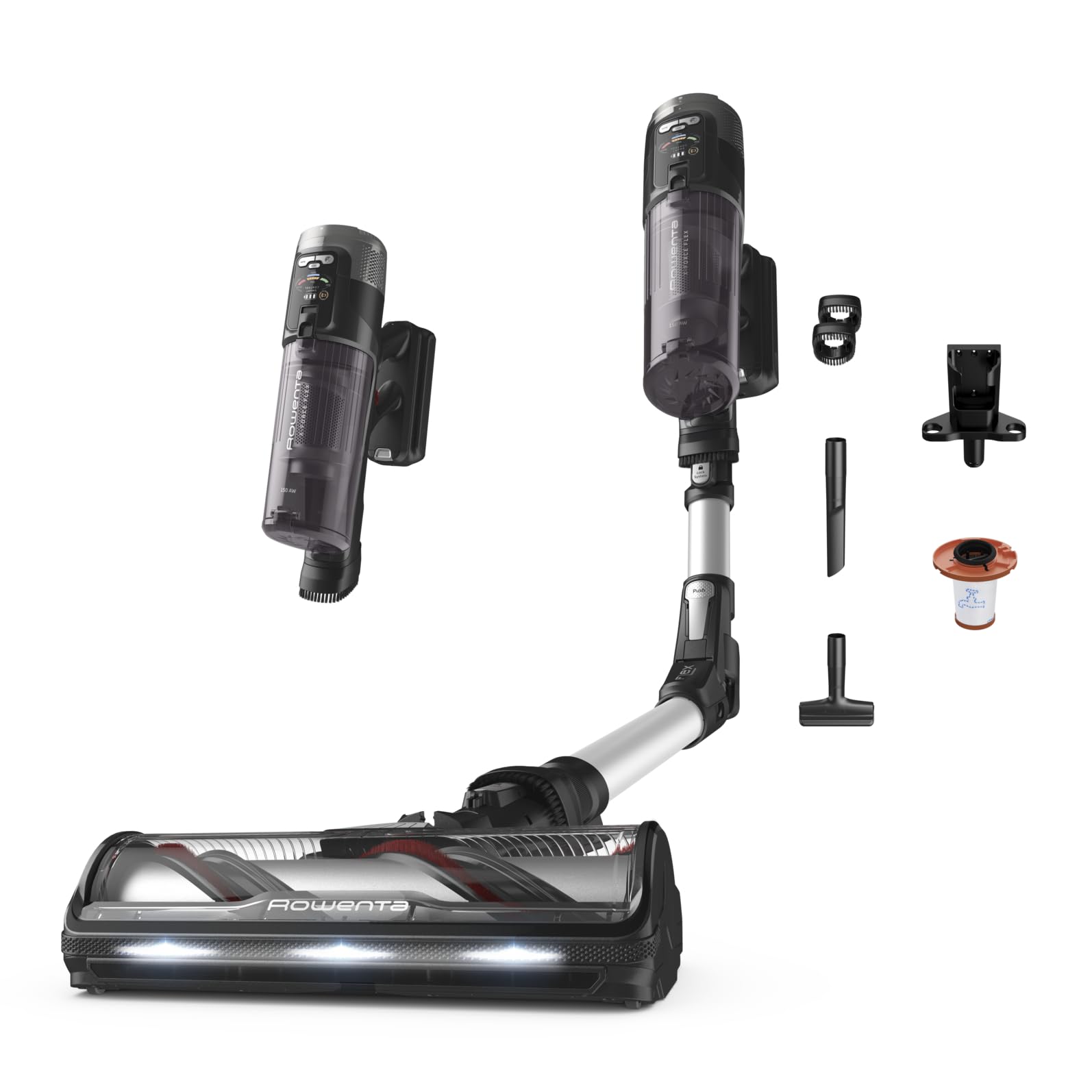 Rowenta X-Force Flex 13.60, bezprzewodowy odkurzacz akumulatorowy, model dla alergików, głęboka siła czyszczenia, przegub elastyczny, 150 W, czas pracy do 60 minut, wyprodukowano we Francji, RH9A36WV