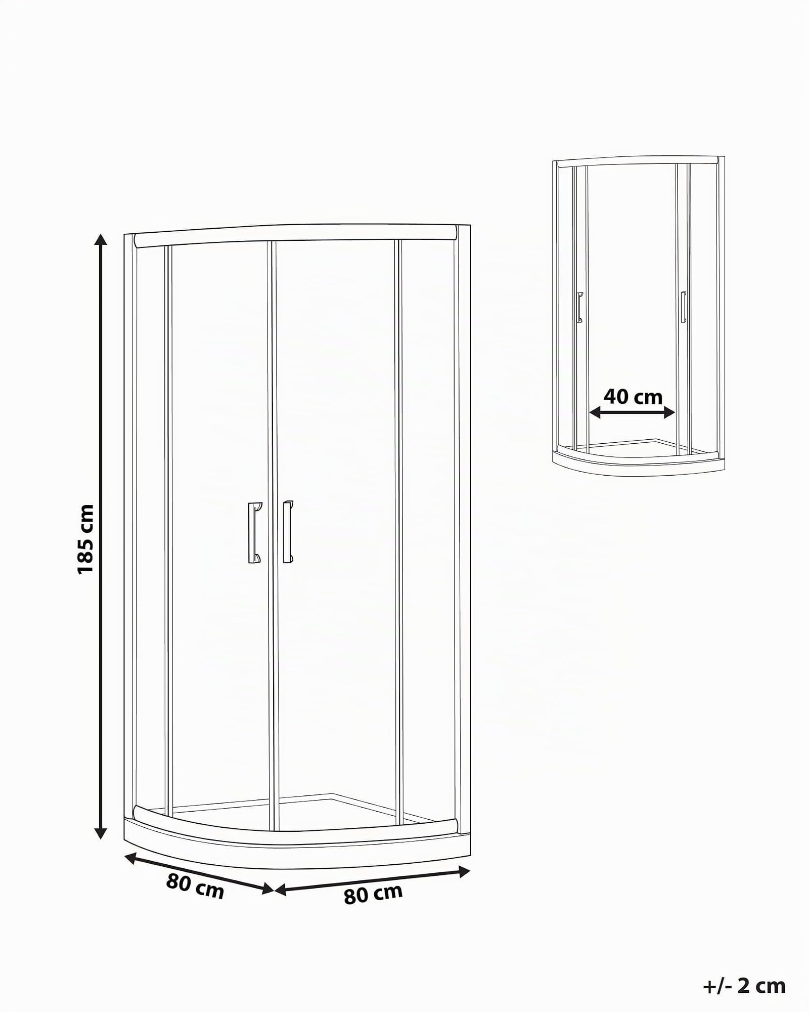 Cabina de ducha vidrio templado puerta doble corredera negro 80 x 80 x 185 cm Jukatan